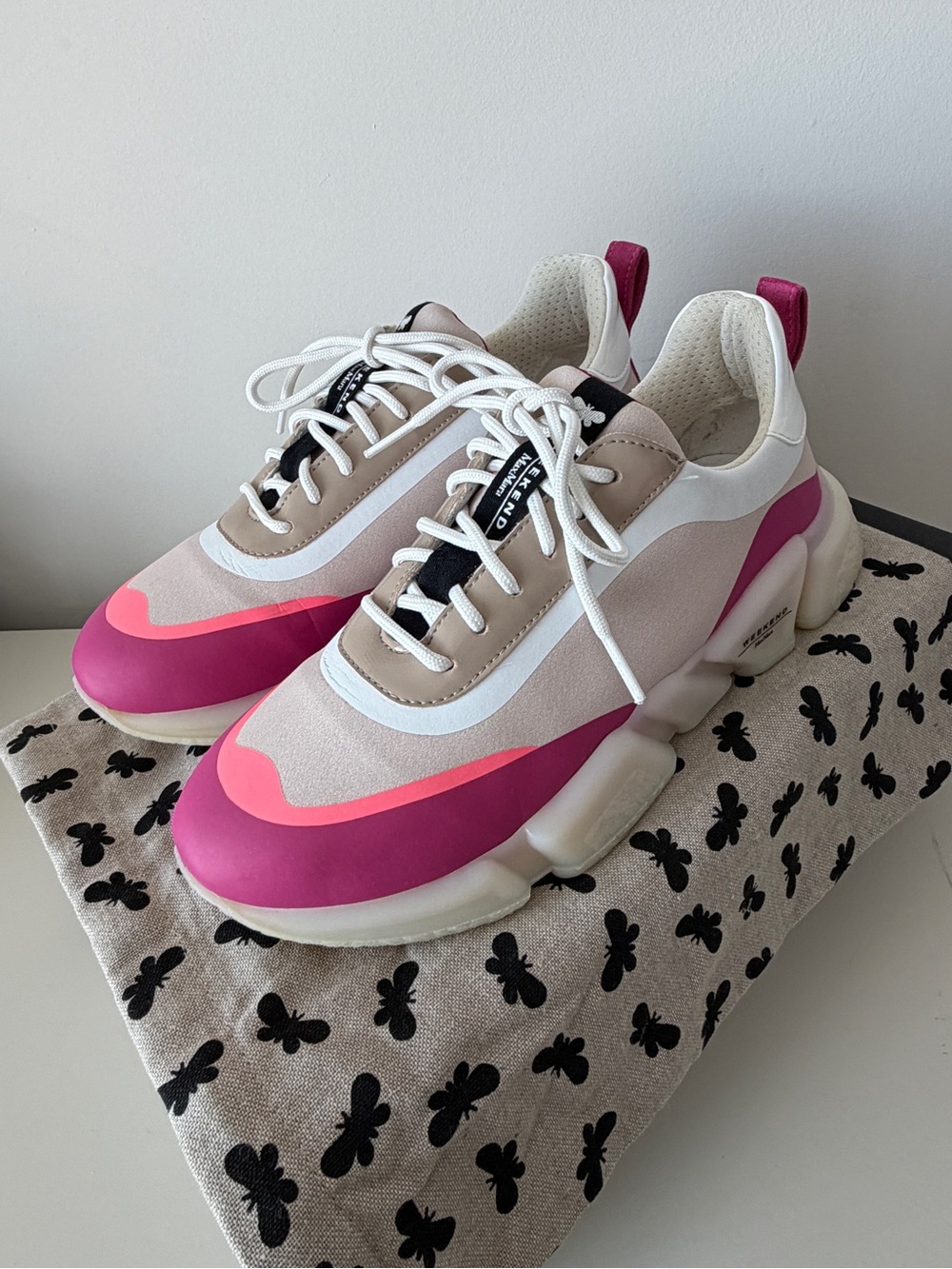 Weekend Max Mara Colorblock Pink Beige Sneakers